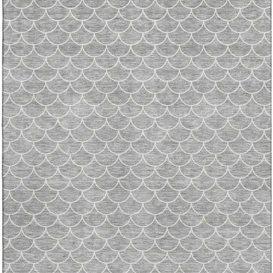 Gray And Ivory Geometric Washable Area Rug With UV Protection Photo 3