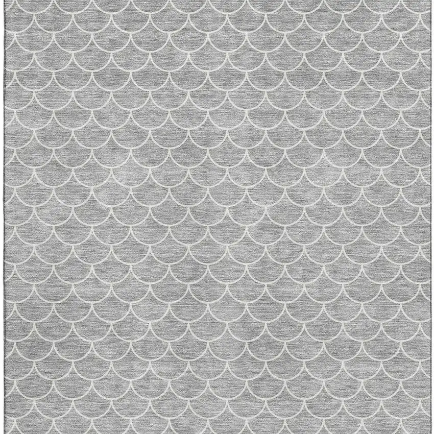 Gray And Ivory Geometric Washable Area Rug With UV Protection Photo 3