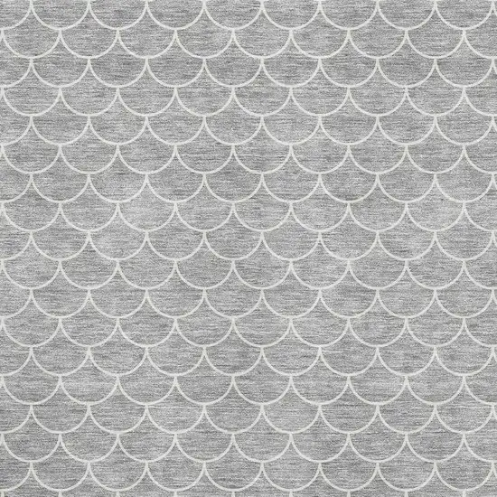 Gray And Ivory Geometric Washable Area Rug With UV Protection Photo 2