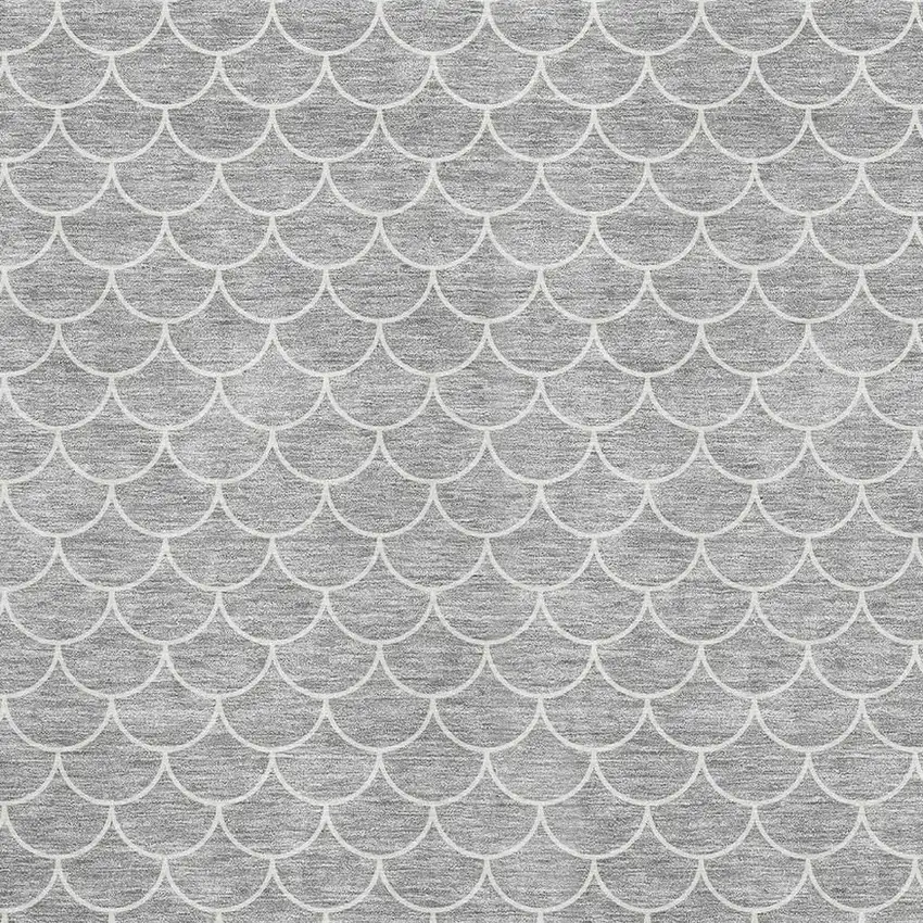 Gray And Ivory Geometric Washable Area Rug With UV Protection Photo 2