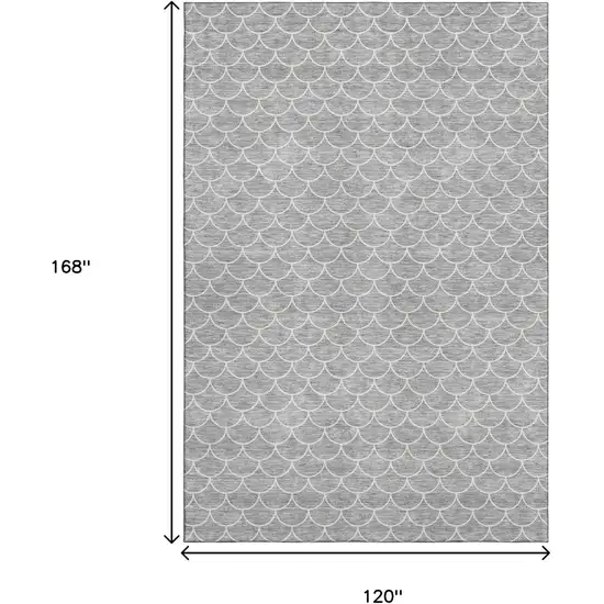 Gray And Ivory Geometric Washable Area Rug With UV Protection Photo 9