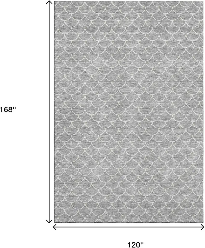 Gray And Ivory Geometric Washable Area Rug With UV Protection Photo 9