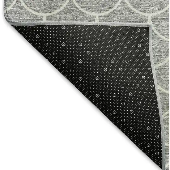 Gray And Ivory Geometric Washable Area Rug With UV Protection Photo 5