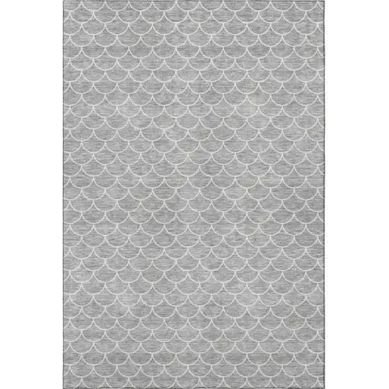 Gray And Ivory Geometric Washable Area Rug With UV Protection Photo 2
