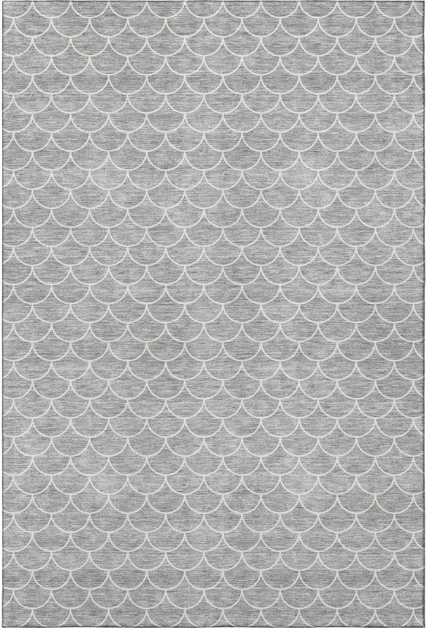 Gray And Ivory Geometric Washable Area Rug With UV Protection Photo 2
