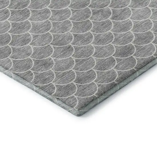 Gray And Ivory Geometric Washable Area Rug With UV Protection Photo 6