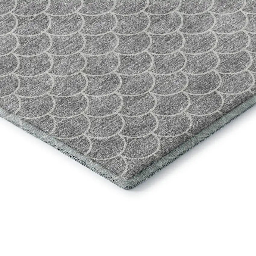 Gray And Ivory Geometric Washable Area Rug With UV Protection Photo 6