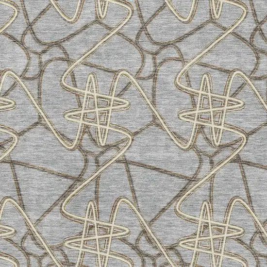 Gray And Ivory Geometric Washable Area Rug With UV Protection Photo 2