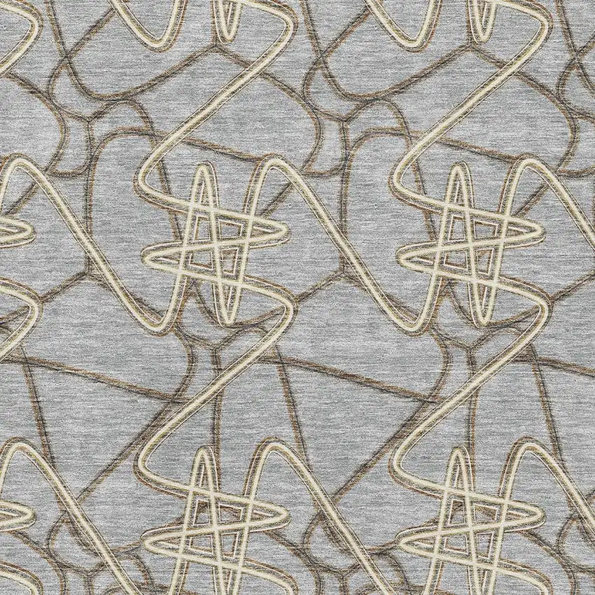 Gray And Ivory Geometric Washable Area Rug With UV Protection Photo 2