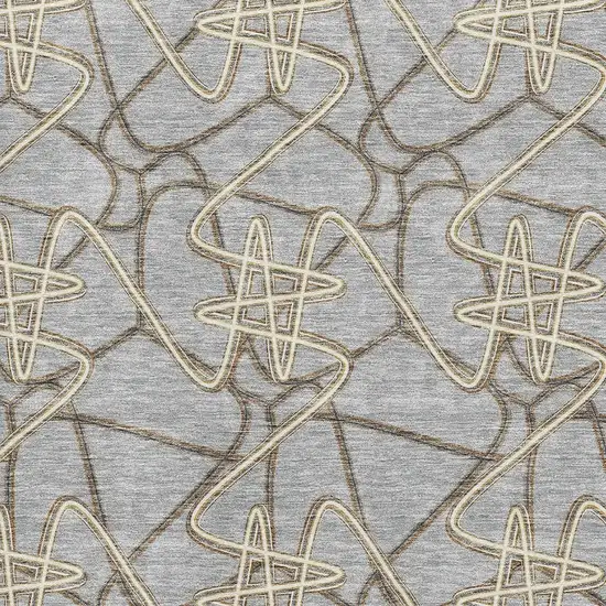 Gray And Ivory Geometric Washable Area Rug With UV Protection Photo 2