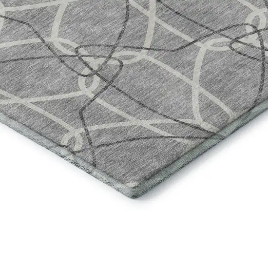 Gray And Ivory Geometric Washable Area Rug With UV Protection Photo 7
