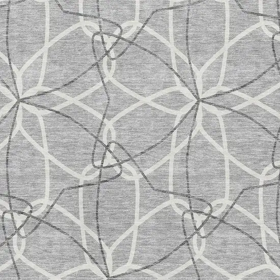 Gray And Ivory Geometric Washable Area Rug With UV Protection Photo 2