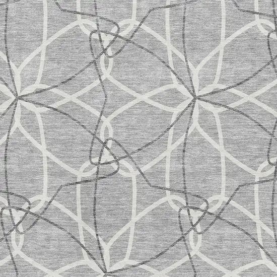 Gray And Ivory Geometric Washable Area Rug With UV Protection Photo 2