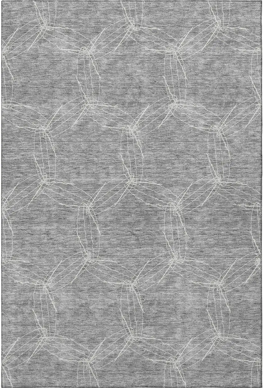 Gray And Ivory Geometric Washable Area Rug With UV Protection Photo 3