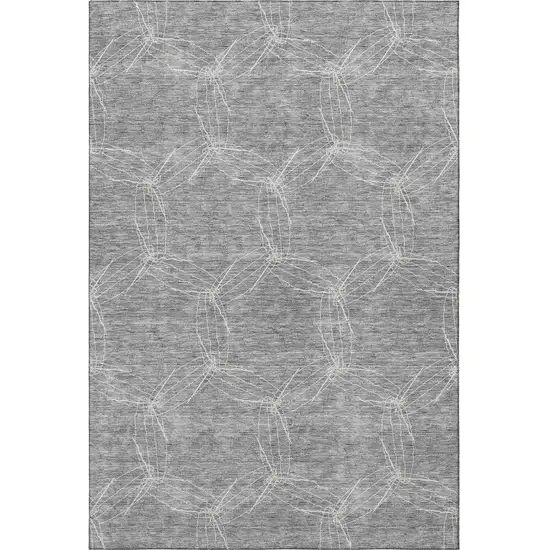 Gray And Ivory Geometric Washable Area Rug With UV Protection Photo 3