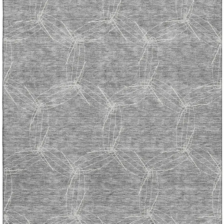 Gray And Ivory Geometric Washable Area Rug With UV Protection Photo 2