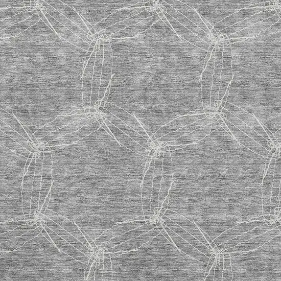 Gray And Ivory Geometric Washable Area Rug With UV Protection Photo 2