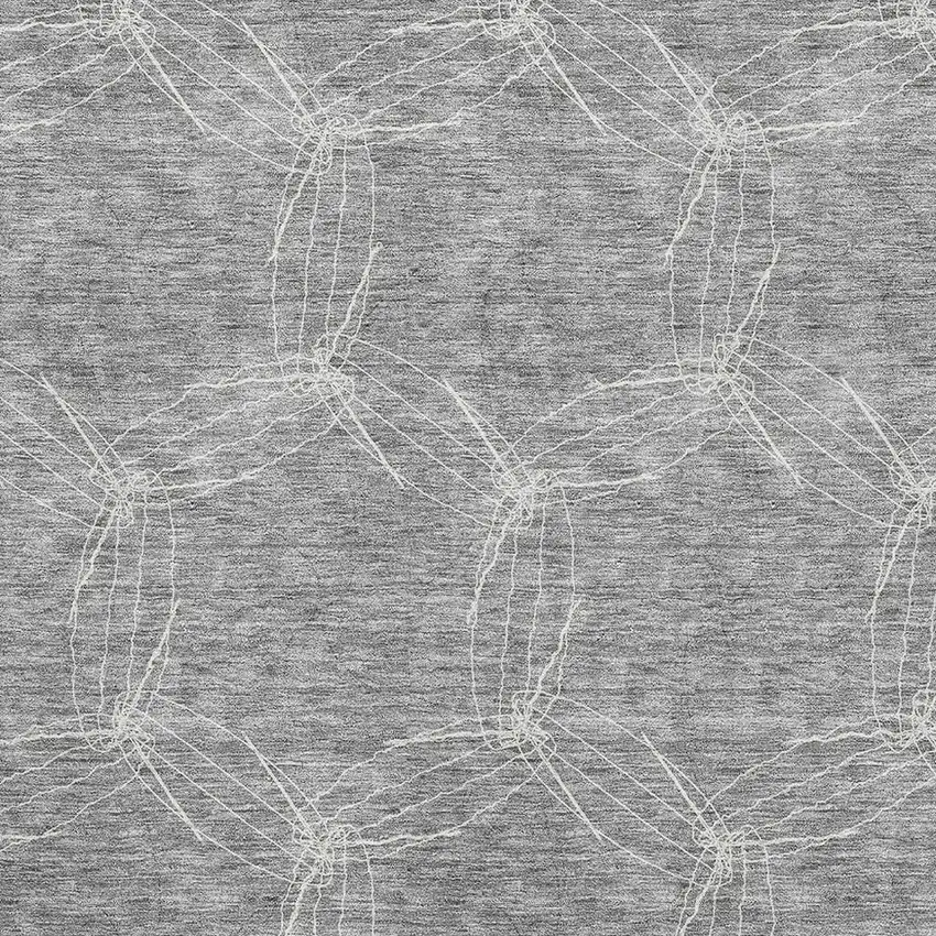 Gray And Ivory Geometric Washable Area Rug With UV Protection Photo 2