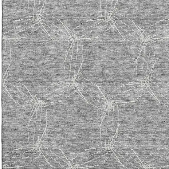 Gray And Ivory Geometric Washable Area Rug With UV Protection Photo 2