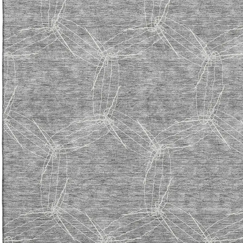 Gray And Ivory Geometric Washable Area Rug With UV Protection Photo 2