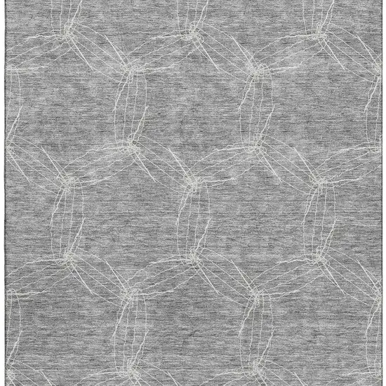 Gray And Ivory Geometric Washable Area Rug With UV Protection Photo 3