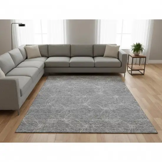Gray And Ivory Geometric Washable Area Rug With UV Protection Photo 2