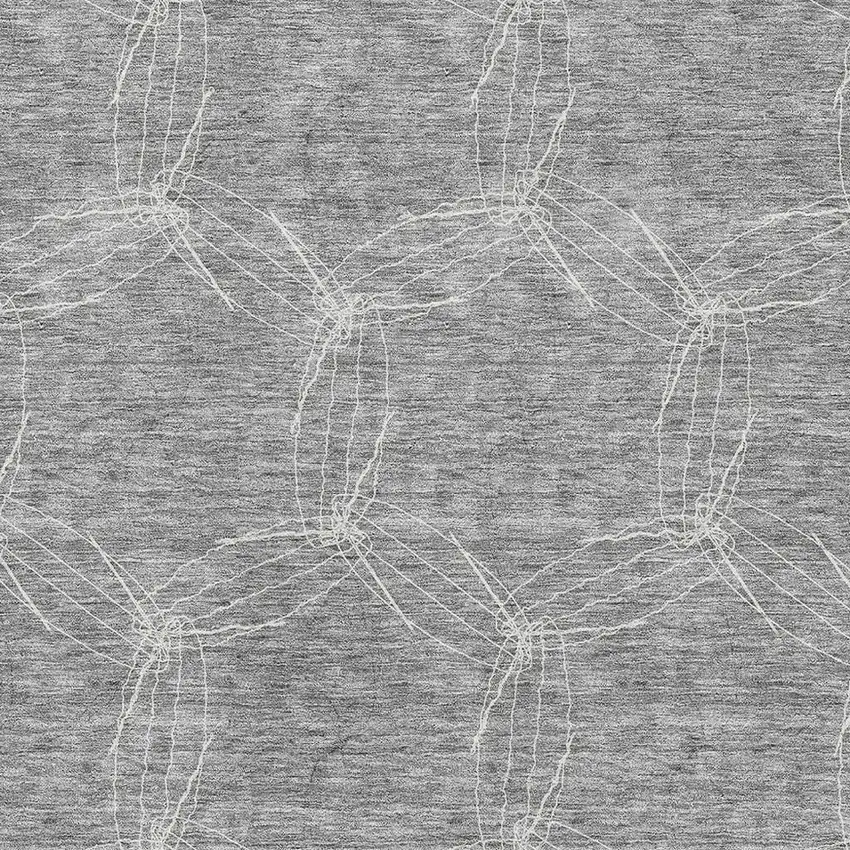 Gray And Ivory Geometric Washable Area Rug With UV Protection Photo 2