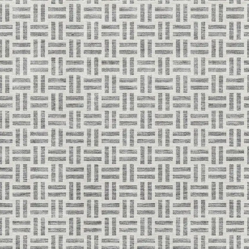 Gray And Ivory Geometric Washable Area Rug With UV Protection Photo 3