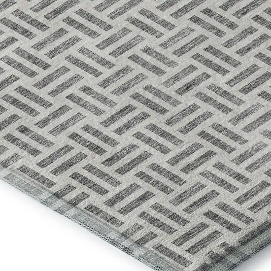 Gray And Ivory Geometric Washable Area Rug With UV Protection Photo 8