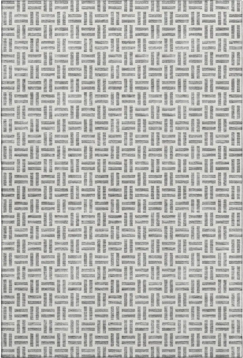 Gray And Ivory Geometric Washable Area Rug With UV Protection Photo 4