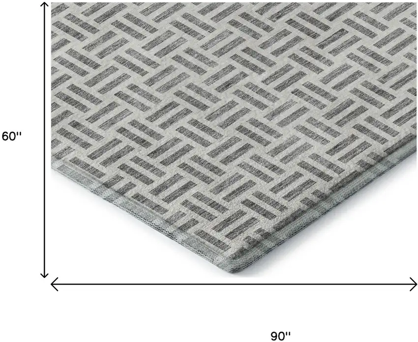 Gray And Ivory Geometric Washable Area Rug With UV Protection Photo 8