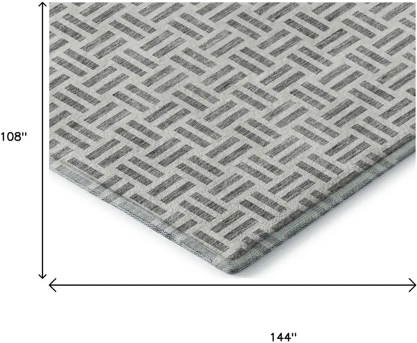 Gray And Ivory Geometric Washable Area Rug With UV Protection Photo 9