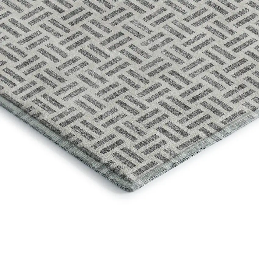 Gray And Ivory Geometric Washable Area Rug With UV Protection Photo 2