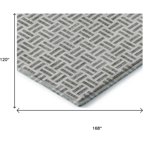Gray And Ivory Geometric Washable Area Rug With UV Protection Photo 9