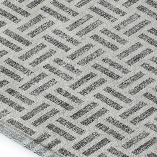 Gray And Ivory Geometric Washable Area Rug With UV Protection Photo 2