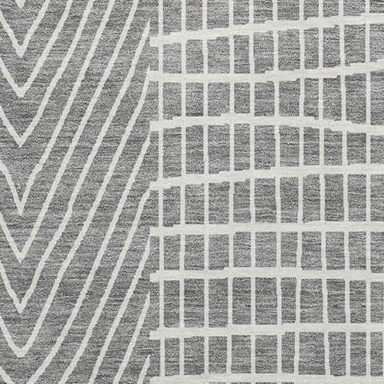 Gray And Ivory Geometric Washable Area Rug With UV Protection Photo 2