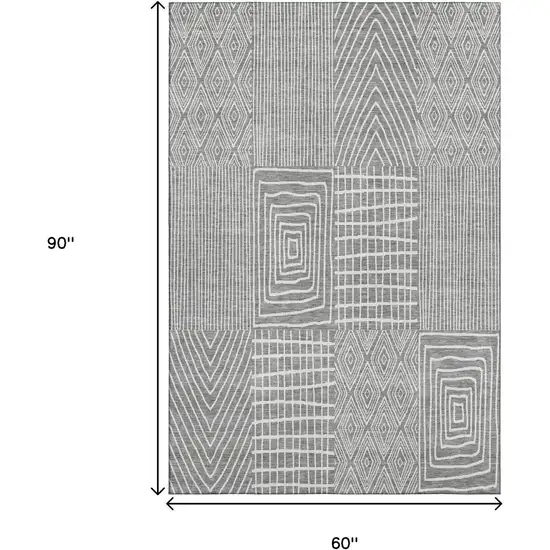 Gray And Ivory Geometric Washable Area Rug With UV Protection Photo 7