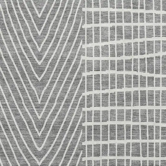 Gray And Ivory Geometric Washable Area Rug With UV Protection Photo 2