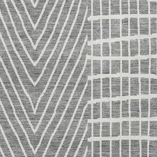Gray And Ivory Geometric Washable Area Rug With UV Protection Photo 2
