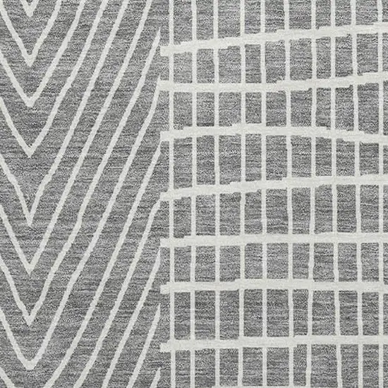 Gray And Ivory Geometric Washable Area Rug With UV Protection Photo 2