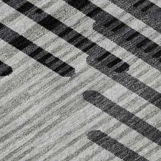 Gray And Ivory Geometric Washable Area Rug With UV Protection Photo 8