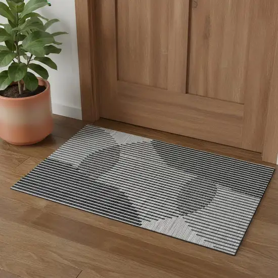 Gray And Ivory Geometric Washable Area Rug With UV Protection Photo 1