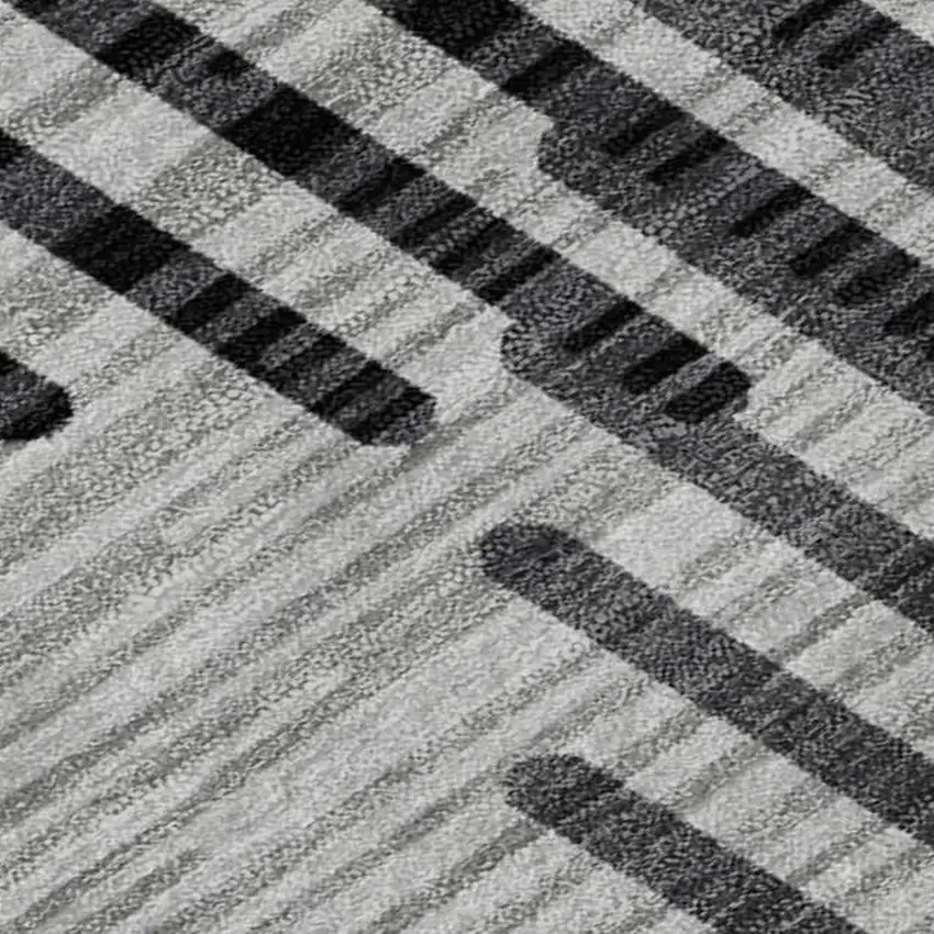 Gray And Ivory Geometric Washable Area Rug With UV Protection Photo 3