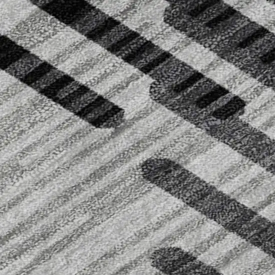 Gray And Ivory Geometric Washable Area Rug With UV Protection Photo 7