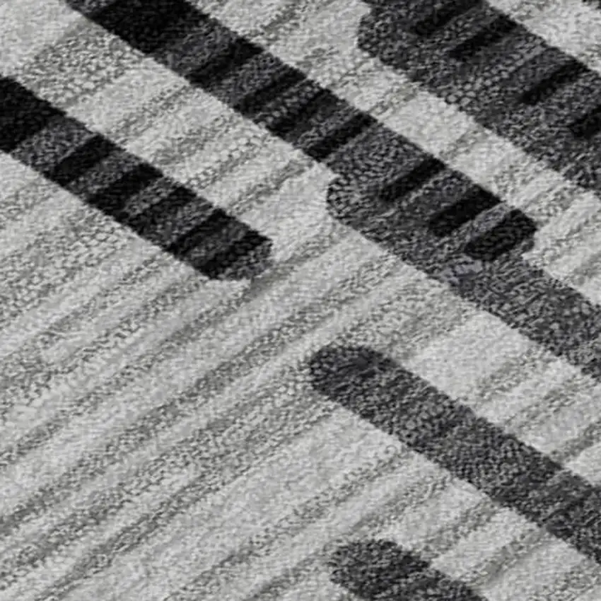 Gray And Ivory Geometric Washable Area Rug With UV Protection Photo 7