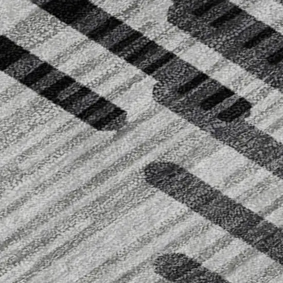 Gray And Ivory Geometric Washable Area Rug With UV Protection Photo 3