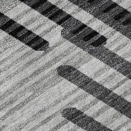 Gray And Ivory Geometric Washable Area Rug With UV Protection Photo 2