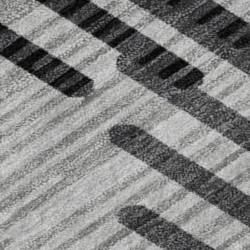 Gray And Ivory Geometric Washable Area Rug With UV Protection Photo 2