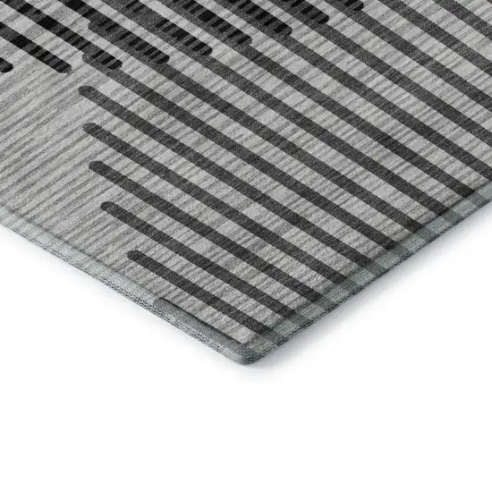 Gray And Ivory Geometric Washable Area Rug With UV Protection Photo 1