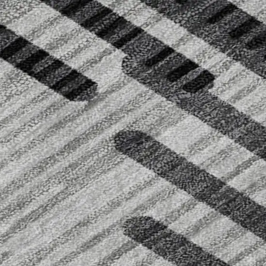 Gray And Ivory Geometric Washable Area Rug With UV Protection Photo 2
